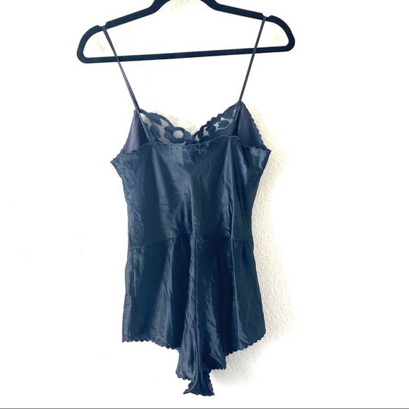 Vintage Barbizon Black Satin Lingerie Romper Small - Picture 3 of 9